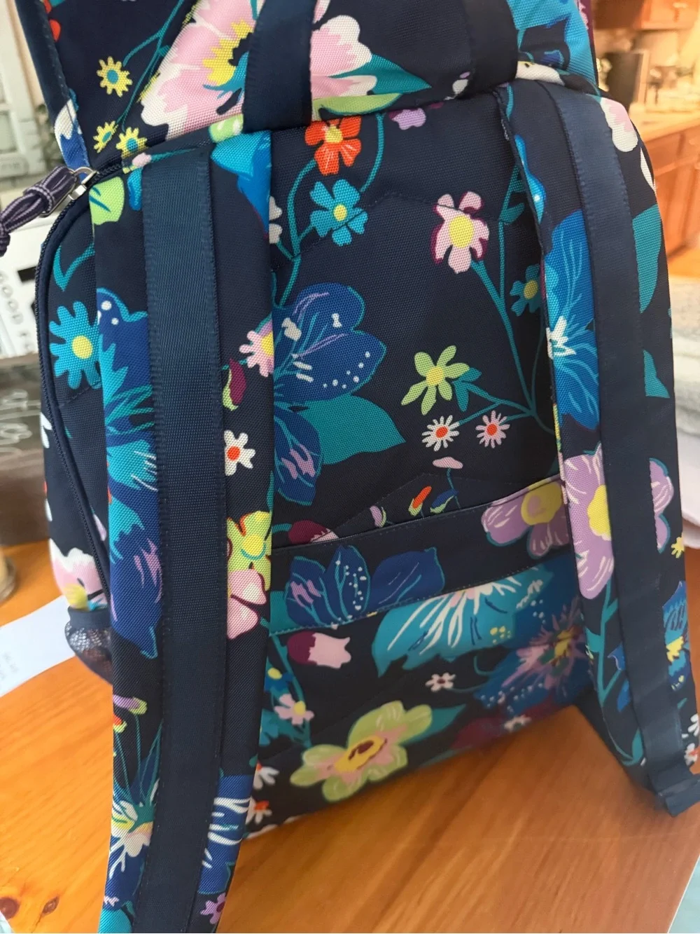 Vera Bradley Navy Floral Backpack with Multi-Color Blooms